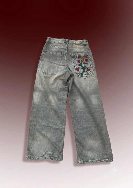 RabiShop Street Department Baggy Jeans Cinza